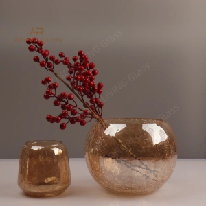 amber nordic style glass vase
