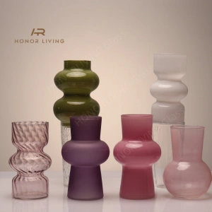 colorful glass bud vase