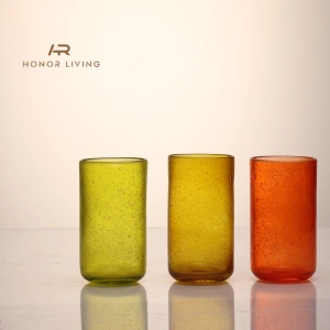 colorful glass tumblers