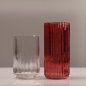 decorative ribbed glass vase