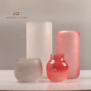 frosted tinted cylinder glass vase