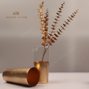 golden wedding glass vase centerpiece