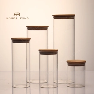 set of glass cylinder jar