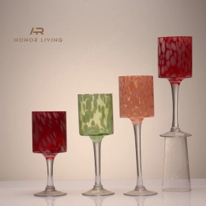 stemmed tinted glass candle holders
