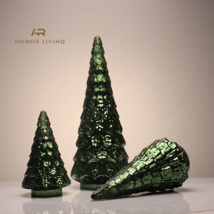 tall glass x'mas green tree