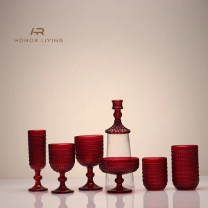 x'mas red glass drinkware set